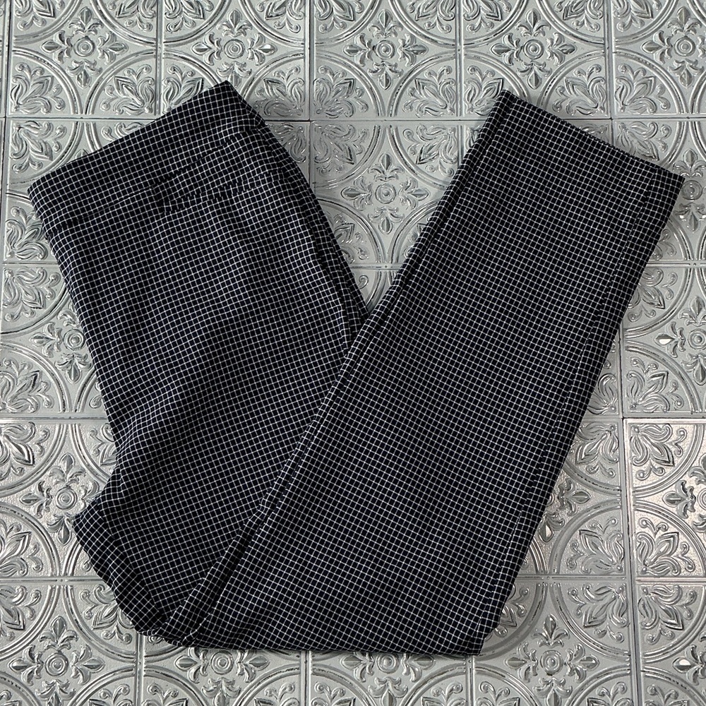 Chico's Blue White Pull On Pants Check Ankle Size 1R US 8 Preppy Office Party